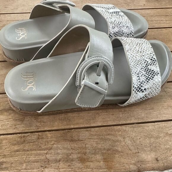 SOFFT AMALFI SNAKE EMBOSSED SLIP-ON LEATHER SLIDE SANDALS 8.5 - Picture 2 of 8